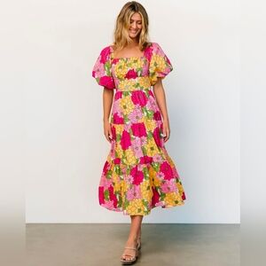Baltic Borne Kalena Midi Dress / Fuchsia + Yellow Floral